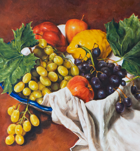 Oil painting of a still life